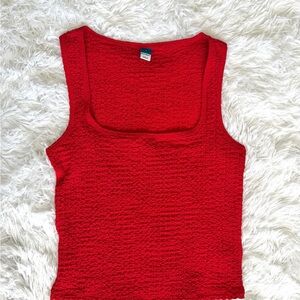 Old Navy Red Textured Square-Neck Tank